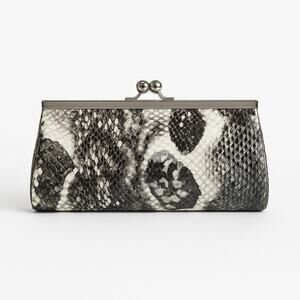 Depeche Mode New York Snakeskin Print Kiss Lock Clutch Vintage Satin Lined Bag